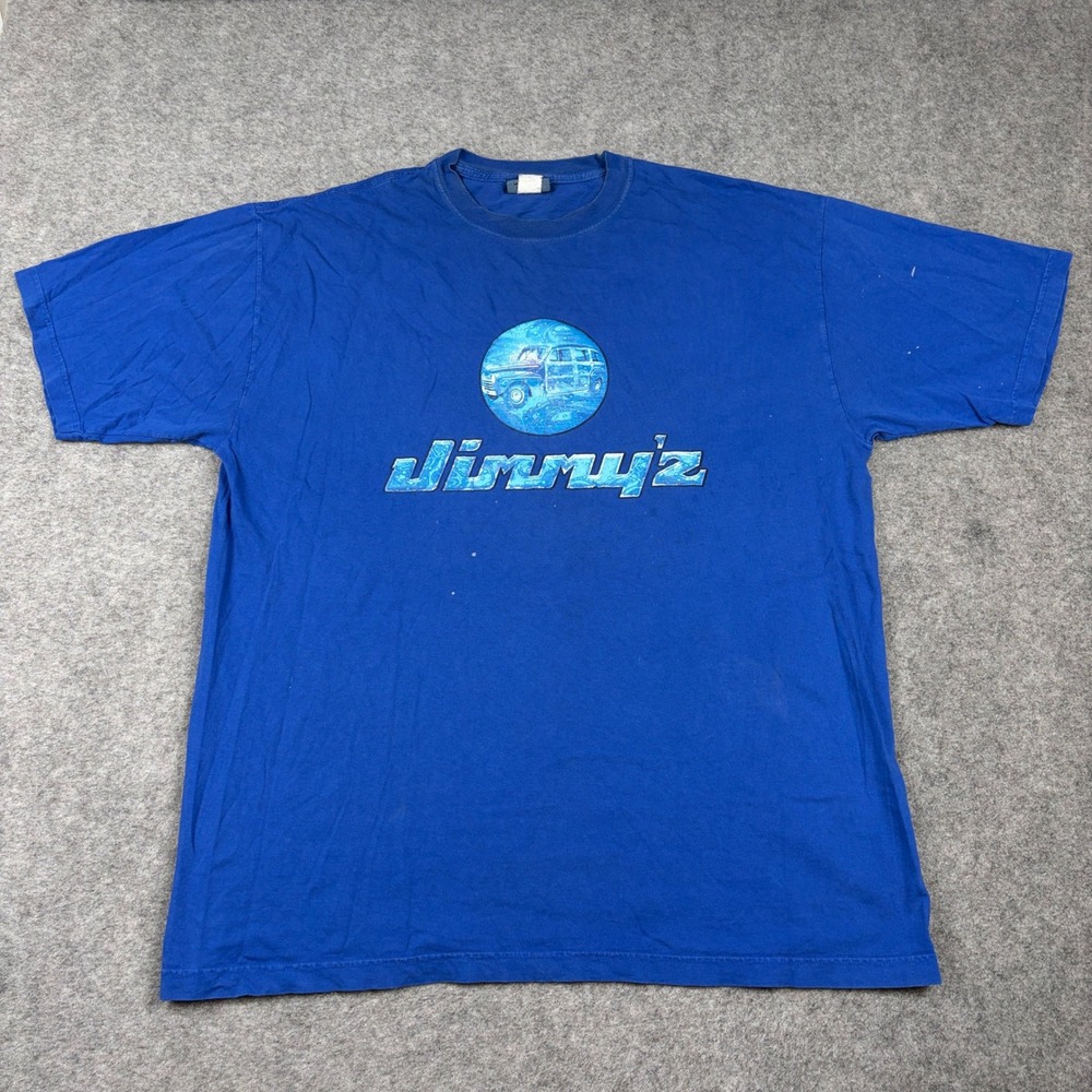Jimmy'z Graphic T-Shirt Mens XL Blue Woodie Wagon Skate Surf Style Beach 90s Y2K